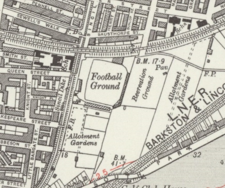 Lincoln - Sincil Bank : Map credit National Library of Scotland
